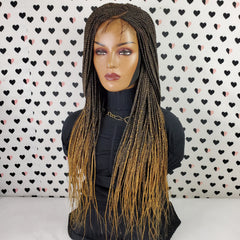 C Cut Cornrow Feedin Box Braids Braided Lace Front Wig Braid wigs Color 1b/27 Ombre 26 Inches