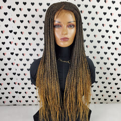 C Cut Cornrow Feedin Box Braids Braided Lace Front Wig Braid wigs Color 1b/27 Ombre 26 Inches