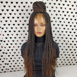 Peluca trenzada del frente del cordón de las trenzas de la caja para las mujeres negras Color 1b/30 Ombre 26 pulgadas