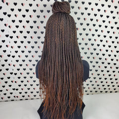 Box Braids Braided Lace Front Wig For Black Women Color 1b/30 Ombre 26 Inches