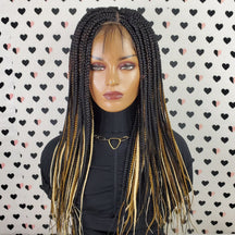 Multi Color Box Braids Wig Braided Lace Front Wigs For Black Women