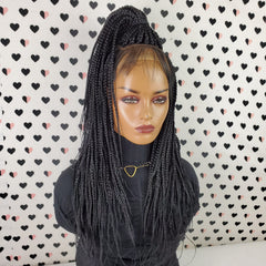 Peluca trenzada frontal de encaje 13x4, trenzas en caja, pelucas trenzadas con encaje frontal, Color 1b negro, 20 pulgadas