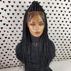 Peluca trenzada frontal de encaje 13x4, trenzas en caja, pelucas trenzadas con encaje frontal, Color 1b negro, 20 pulgadas