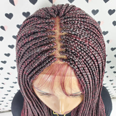 Peluca delantera trenzada hecha a mano con encaje Frontal de 13x4, trenzas de caja pequeña, Color 1b/Bug Ombre