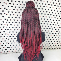 Burgundy Red 13x4 Lace Box Braided Wig Long Lace Front Wig Braids