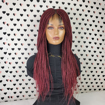 Pelucas delanteras de encaje trenzado con trenzas de caja para mujeres negras Color 39 rojo burdeos 24 pulgadas