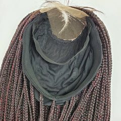 C Cut Cornrow Feedin Box Braids Braided Lace Front Wig Braid wigs Color 1b/Burgundy Ombre 26 Inches