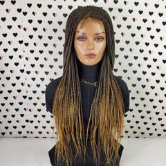 C Cut Cornrow Feedin Box Braids Braided Lace Front Wig Braid wigs Color 1b/27 Ombre 26 Inches