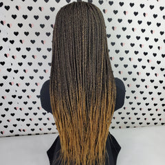 C Cut Cornrow Feedin Box Braids Braided Lace Front Wig Braid wigs Color 1b/27 Ombre 26 Inches
