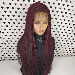 Tiny Twist Micro Braid Braided Lace Wig Color 1b Black Burgundy 28 Inches