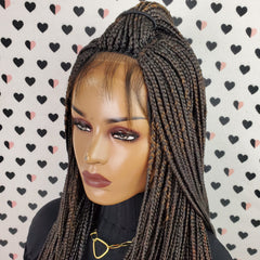 Box Braids Braided Lace Front Wig For Black Women Color 1b/30 Ombre 26 Inches