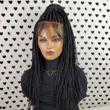 Peluca trenzada frontal de encaje 13x4, trenzas en caja, pelucas trenzadas con encaje frontal, Color 1b negro, 20 pulgadas