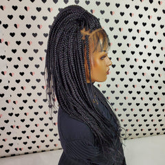 Peluca trenzada frontal de encaje 13x4, trenzas en caja, pelucas trenzadas con encaje frontal, Color 1b negro, 20 pulgadas