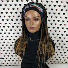 Peluca con diadema trenzada para mujer, caja con banda para la cabeza, pelucas trenzadas para mujeres negras, Ombre, 20 pulgadas