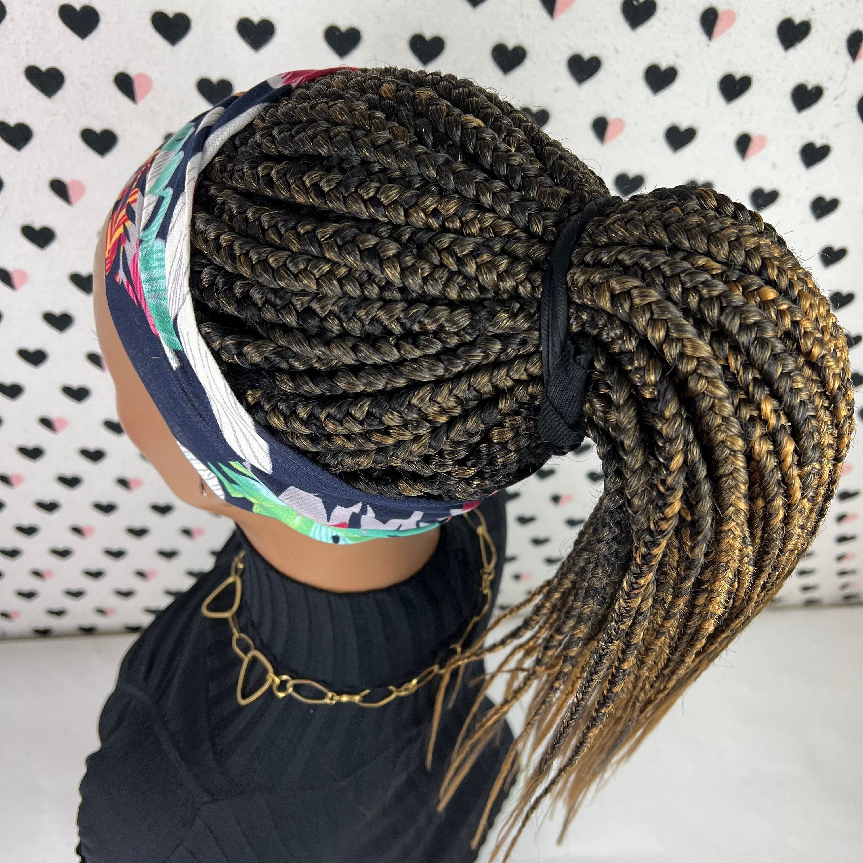 Headband Wig Braided Head Band Box Braid Wigs For Black Women Ombre 20 Inches