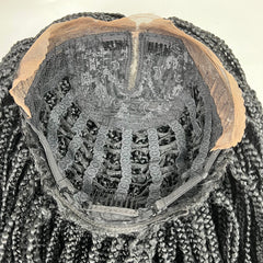 Curly Braided Wig Box Braids Lace Front Wig Color Black