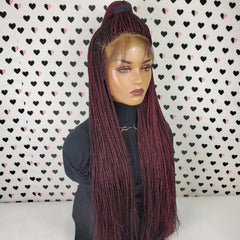 Tiny Twist Micro Braid Braided Lace Wig Color 1b Black Burgundy 28 Inches