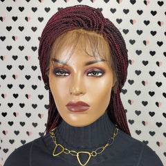 Tiny Twist Micro Braid Braided Lace Wig Color 1b Black Burgundy 28 Inches