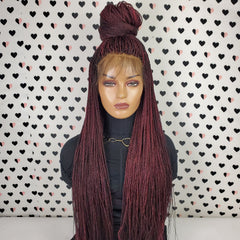 Tiny Twist Micro Braid Braided Lace Wig Color 1b Black Burgundy 28 Inches