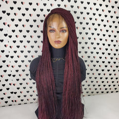 Tiny Twist Micro Braid Braided Lace Wig Color 1b Black Burgundy 28 Inches