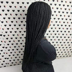 C Cut Cornrows Braided Wig Box Braids Lace Front Wigs Color 1b Black 24 Inches