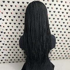 C Cut Cornrows Braided Wig Box Braids Lace Front Wigs Color 1b Black 24 Inches