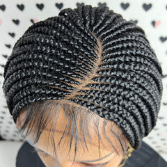 C Cut Cornrows Braided Wig Box Braids Lace Front Wigs Color 1b Black 24 Inches