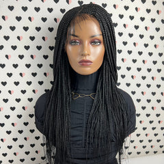 C Cut Cornrows Braided Wig Box Braids Lace Front Wigs Color 1b Black 24 Inches