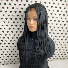 C Cut Cornrows Braided Wig Box Braids Lace Front Wigs Color 1b Black 24 Inches