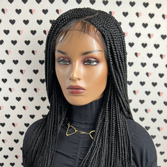 C Cut Cornrows Braided Wig Box Braids Lace Front Wigs Color 1b Black 24 Inches