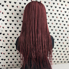 Cornrows C Cut Feeding Box Braid Braided Wig Braids Lace wigs Color Burgundy Red 22 Inches