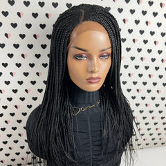 C Cut Cornrows Braided Wig Box Braids Lace Front Wigs Color 1b Black 20 Inches