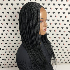 C Cut Cornrows Braided Wig Box Braids Lace Front Wigs Color 1b Black 20 Inches