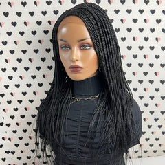 C Cut Cornrows Braided Wig Box Braids Lace Front Wigs Color 1b Black 20 Inches