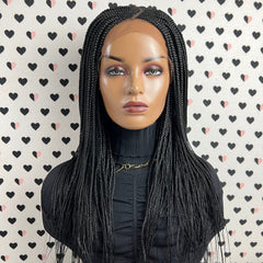 C Cut Cornrows Braided Wig Box Braids Lace Front Wigs Color 1b Black 20 Inches