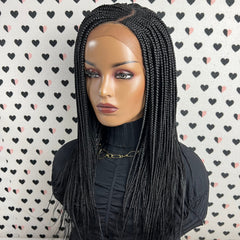 C Cut Cornrows Braided Wig Box Braids Lace Front Wigs Color 1b Black 20 Inches