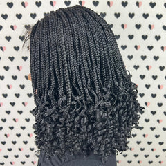 Curly Braided Wigs Box Braid Curls Wigs Color 1b Black