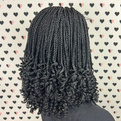 Curly Braided Wigs Box Braid Curls Wigs Color 1b Black
