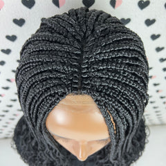 Curly Braided Wig Box Braids Lace Front Wig Color Black