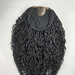 Handmade Box Braid Cornrows Braided Lace Closure Wig With Curly Ends Color 1b Black 18 Inches