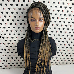 Ombre Box Braided Wigs For Black Women, 13x4 Lace Frontal Big Braids Wig 1b/27