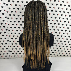 Ombre Box Braided Wigs For Black Women, 13x4 Lace Frontal Big Braids Wig 1b/27