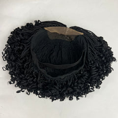 Short Curls Curly Box Braids Braided Lace Closure Handmade Braid Lace Front Wig Color 1b Black
