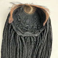 C Cut Cornrows Braided Wig Box Braids Lace Front Wigs Color 1b Black 24 Inches