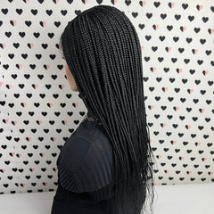 C Cut Cornrows Braided Wig Box Braids Lace Front Wigs Color 1b Black 24 Inches