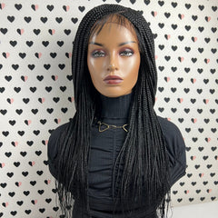 C Cut Cornrows Braided Wig Box Braids Lace Front Wigs Color 1b Black 24 Inches
