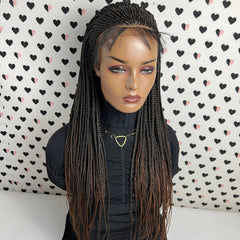 Cornrows Braids Braided Lace Front Wig Box Braid Ombre Wigs For Black Women