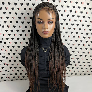 Cornrows Trenzas Peluca delantera de encaje trenzado Caja Trenza Ombre Pelucas para mujeres negras