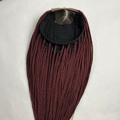 Cornrows C Cut Feeding Box Braid Braided Wig Braids Lace wigs Color Burgundy Red 22 Inches