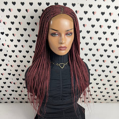 Cornrows C Cut Feeding Box Braid Braided Wig Braids Lace wigs Color Burgundy Red 22 Inches